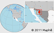 Gray Location Map of Caborca, highlighted country, highlighted parent region