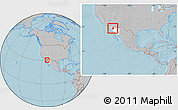 Gray Location Map of Caborca, highlighted parent region, within the entire country, hill shading