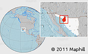 Gray Location Map of Caborca, highlighted parent region, hill shading