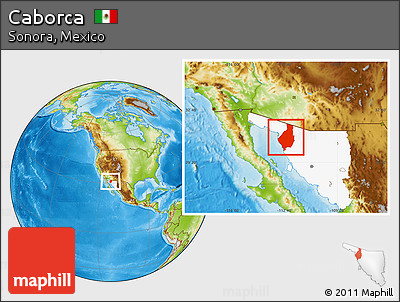 Physical Location Map of Caborca, highlighted parent region