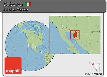 Savanna Style Location Map of Caborca