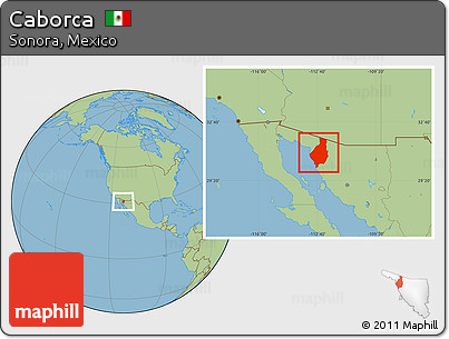 Savanna Style Location Map of Caborca