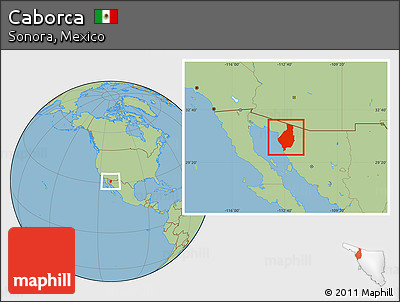 Savanna Style Location Map of Caborca