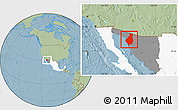 Savanna Style Location Map of Caborca, highlighted country, highlighted parent region, hill shading
