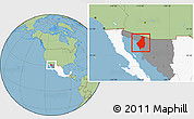 Savanna Style Location Map of Caborca, highlighted country, highlighted parent region