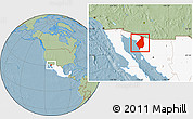 Savanna Style Location Map of Caborca, highlighted country, hill shading