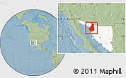 Savanna Style Location Map of Caborca, highlighted parent region, hill shading