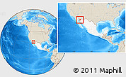 Shaded Relief Location Map of Caborca, highlighted country, within the entire country