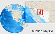Shaded Relief Location Map of Caborca, highlighted parent region