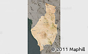 Satellite Map of Caborca, darken, semi-desaturated