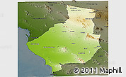 Physical Panoramic Map of Caborca, darken