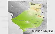 Physical Panoramic Map of Caborca, desaturated