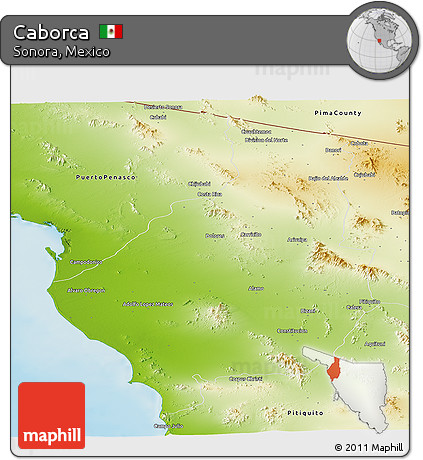 Physical Panoramic Map of Caborca