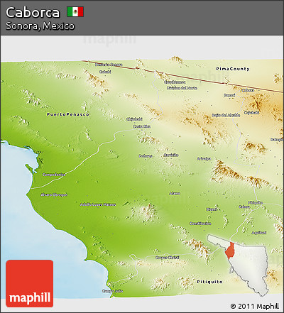 Physical Panoramic Map of Caborca