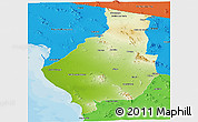 Physical Panoramic Map of Caborca, political outside