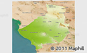 Physical Panoramic Map of Caborca, satellite outside