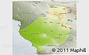 Physical Panoramic Map of Caborca, semi-desaturated