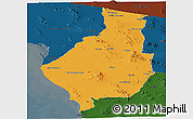 Political Panoramic Map of Caborca, darken