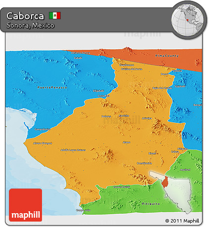 Political Panoramic Map of Caborca