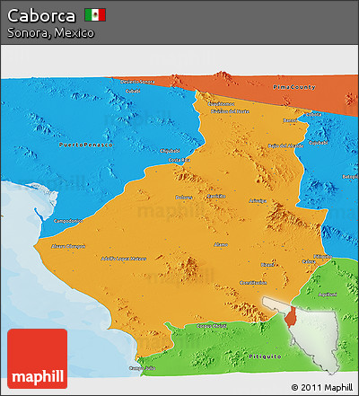Political Panoramic Map of Caborca