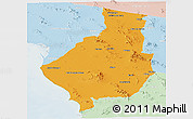 Political Panoramic Map of Caborca, lighten