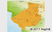 Political Panoramic Map of Caborca, physical outside
