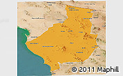 Political Panoramic Map of Caborca, satellite outside