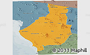 Political Panoramic Map of Caborca, semi-desaturated