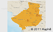Political Panoramic Map of Caborca, shaded relief outside