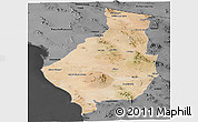 Satellite Panoramic Map of Caborca, darken, desaturated