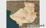 Satellite Panoramic Map of Caborca, darken