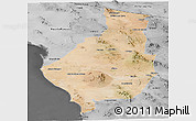 Satellite Panoramic Map of Caborca, desaturated