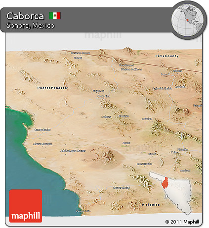 Satellite Panoramic Map of Caborca