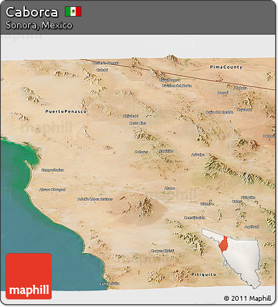 Satellite Panoramic Map of Caborca