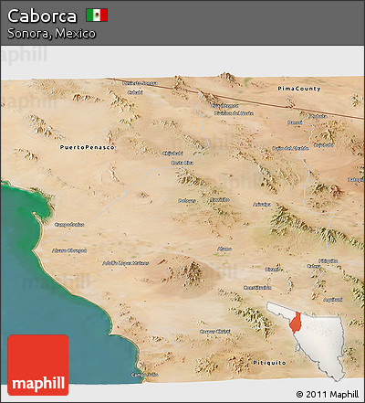 Satellite Panoramic Map of Caborca