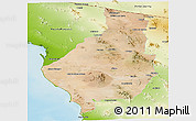 Satellite Panoramic Map of Caborca, physical outside