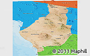 Satellite Panoramic Map of Caborca, political outside