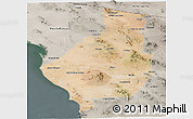 Satellite Panoramic Map of Caborca, semi-desaturated