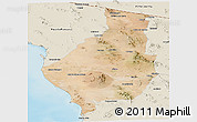Satellite Panoramic Map of Caborca, shaded relief outside