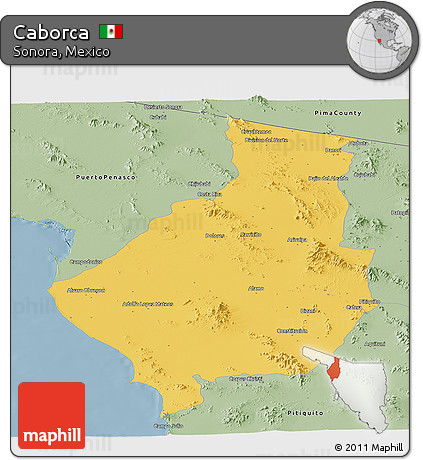 Savanna Style Panoramic Map of Caborca