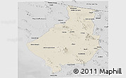 Shaded Relief Panoramic Map of Caborca, desaturated