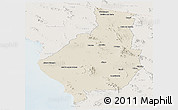 Shaded Relief Panoramic Map of Caborca, lighten