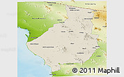 Shaded Relief Panoramic Map of Caborca, physical outside