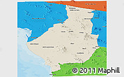 Shaded Relief Panoramic Map of Caborca, political outside
