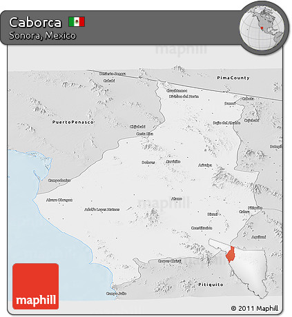 Silver Style Panoramic Map of Caborca