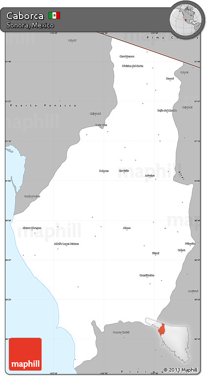 Gray Simple Map of Caborca