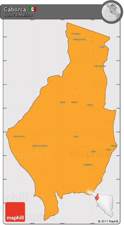 Political Simple Map of Caborca, cropped outside