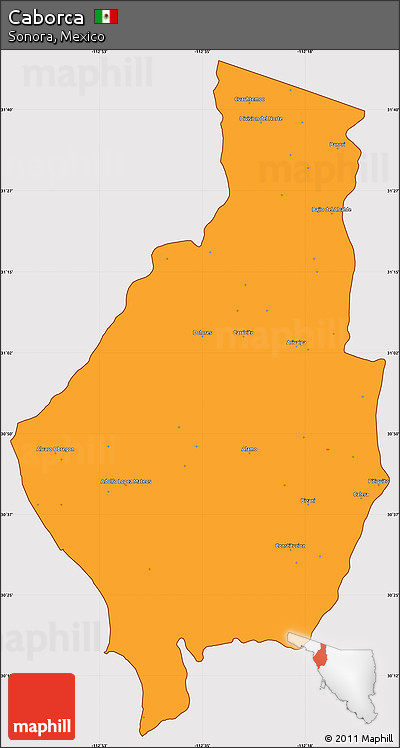 Political Simple Map of Caborca, cropped outside