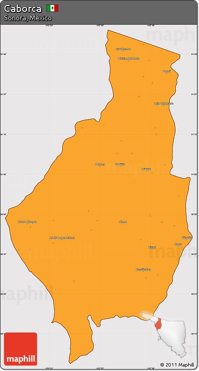 Political Simple Map of Caborca, cropped outside