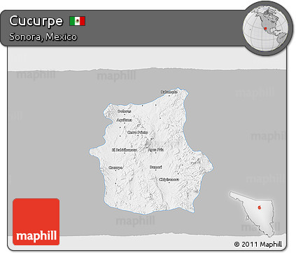 Gray 3D Map of Cucurpe, single color outside